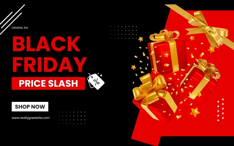 Black and Red Simple Black Friday Sale Medium Banner