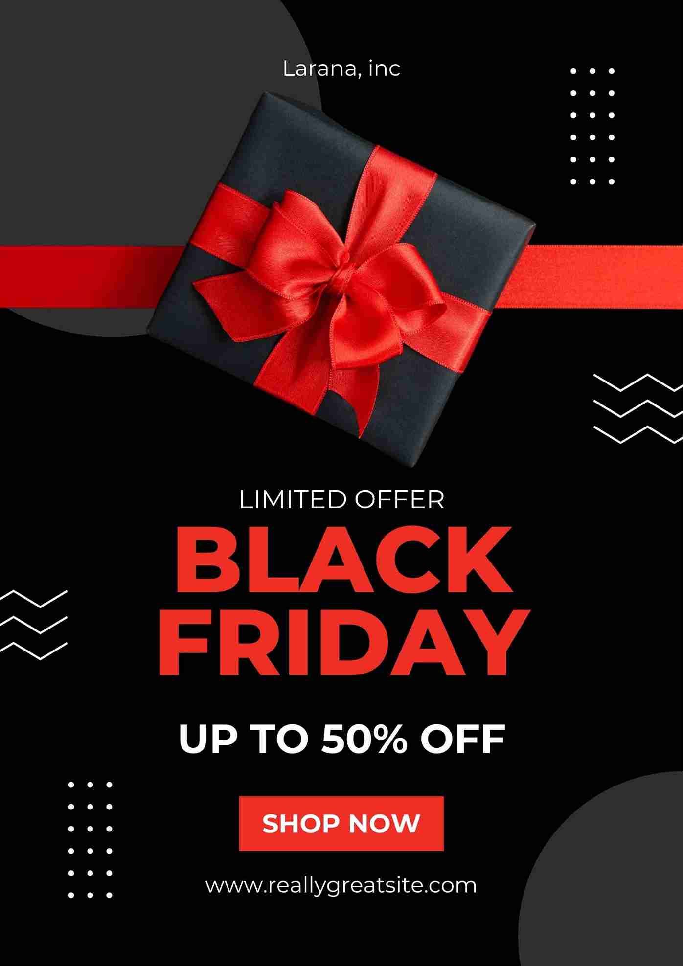 Black and Red Simple Black Friday Sale Poster