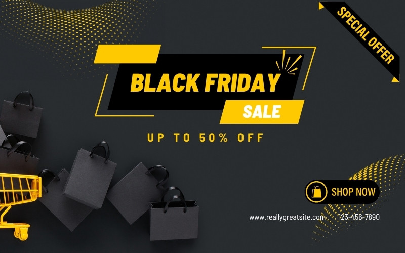 Black and Yellow Modern Black Friday Banner