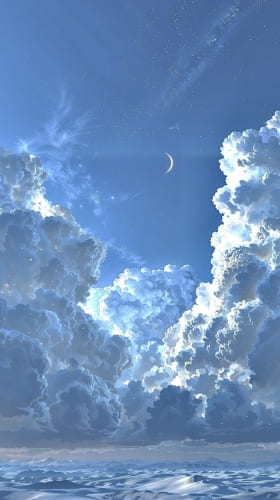 Hình nền 3D mô phỏng bầu trời rộng lớn và huyền ảo