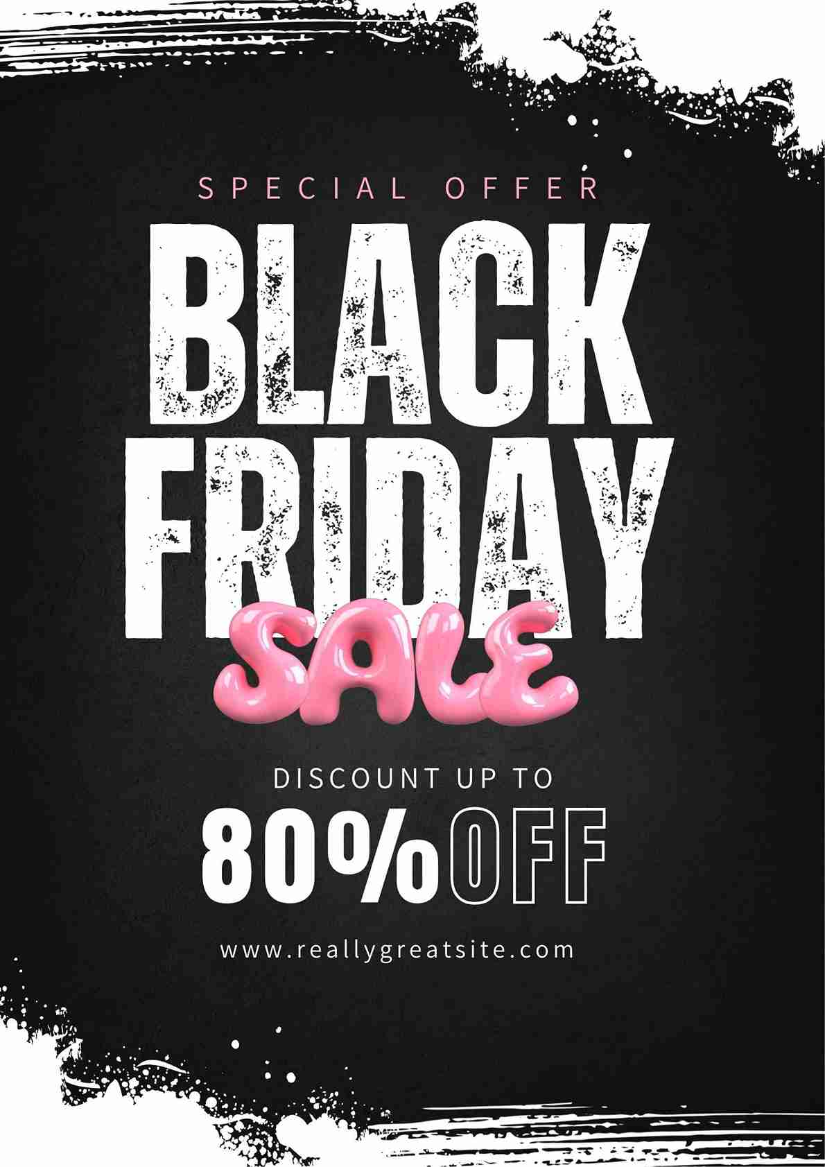 Pink and Black Modern Black Friday Sale Poster