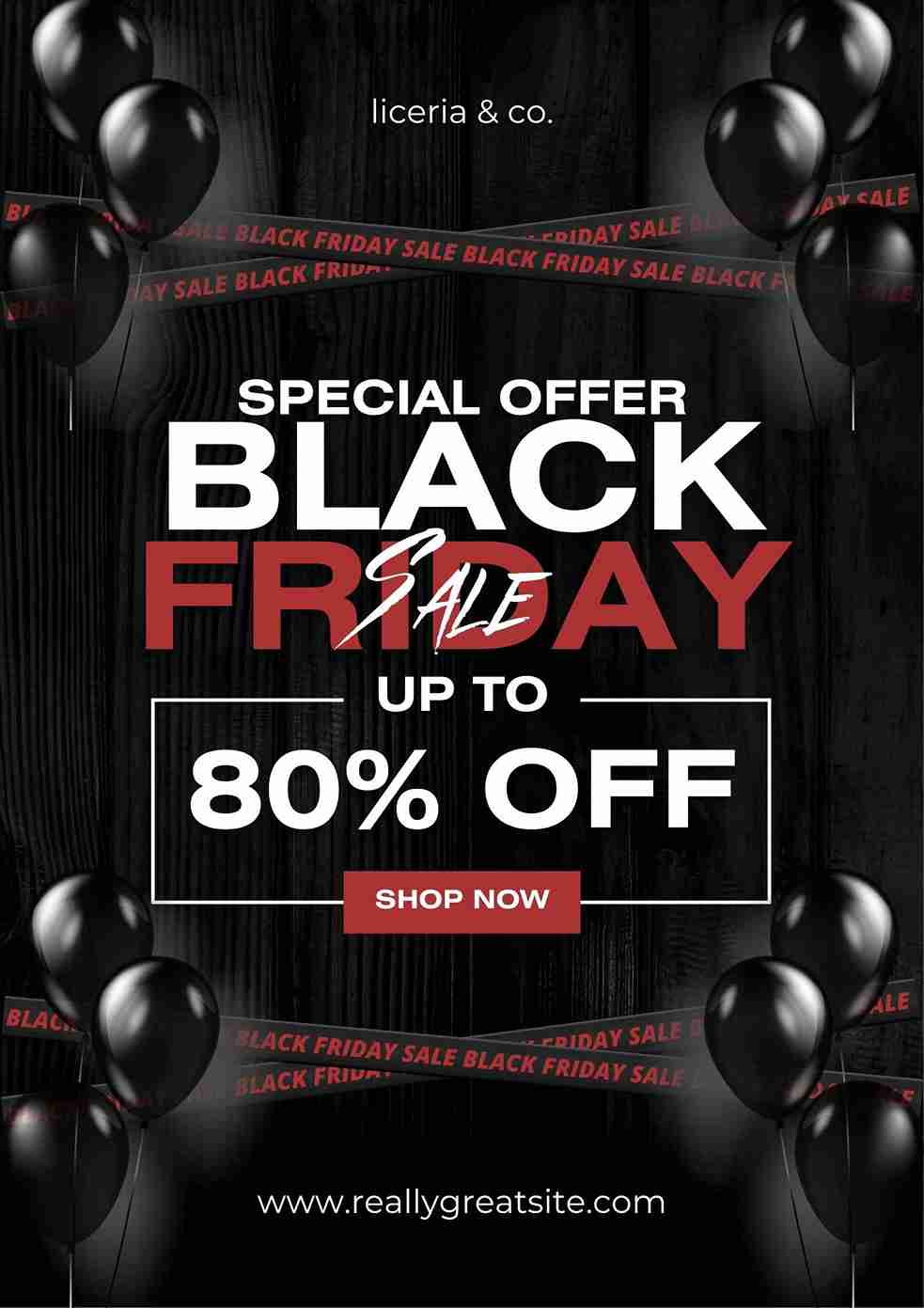 Red and Black Modern Black Friday Sale Poster