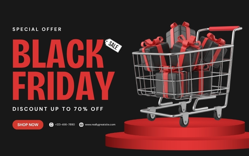 Red and Black Modern Black Friday Sale Banner