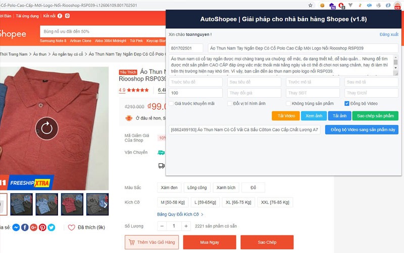 tải video trên Shopee về điện thoại không logo