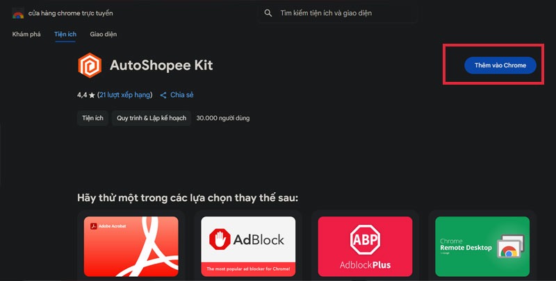 Sử dụng tiện ích mở rộng Auto Shopee