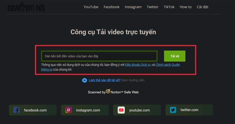 Tải video bằng website online 