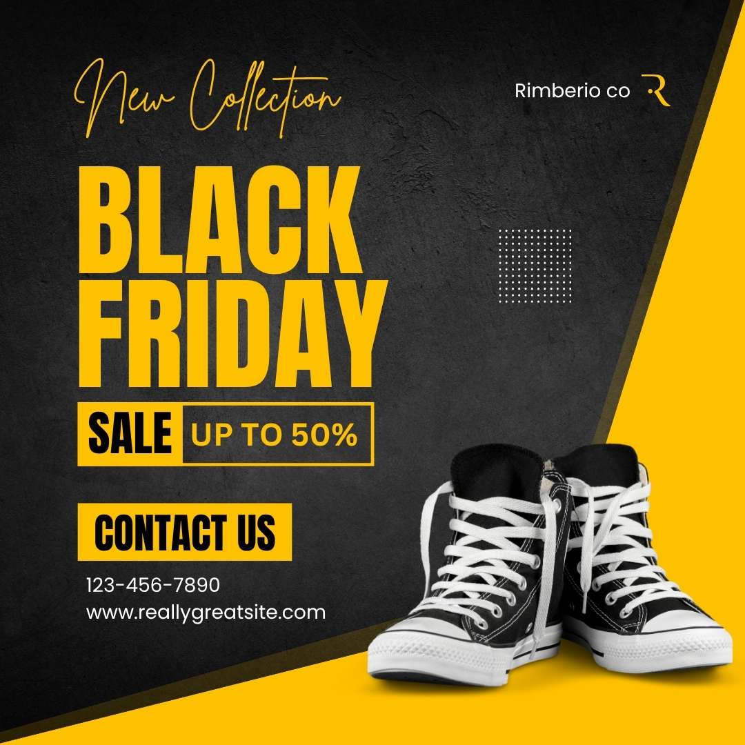 Yellow Black Simple Black Friday Sale Facebook Post (Square)