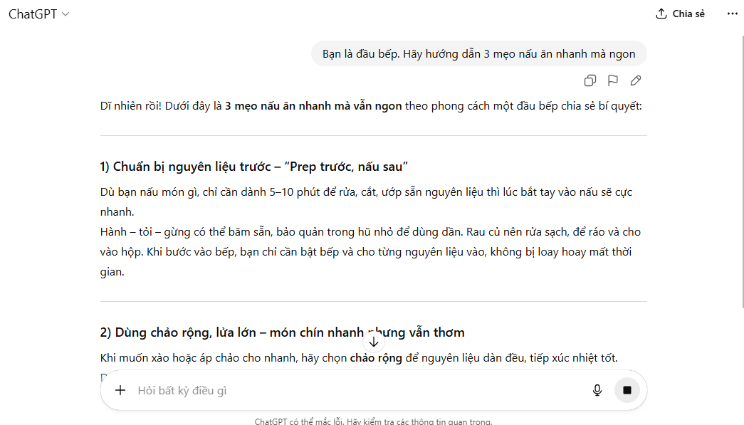 Ví dụ về vai trò