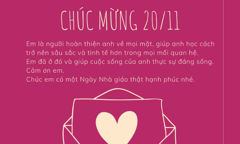 Lời chúc vợ 20/11 đầy ngọt ngào 