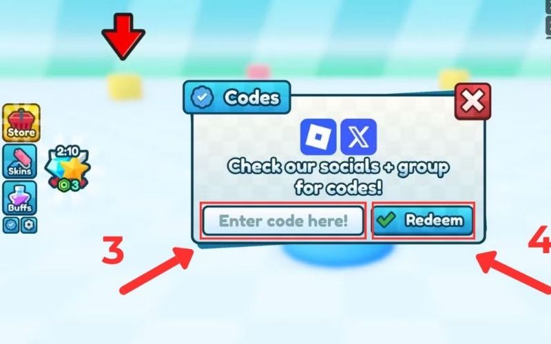 Nhập mã code vào ô “Enter code here