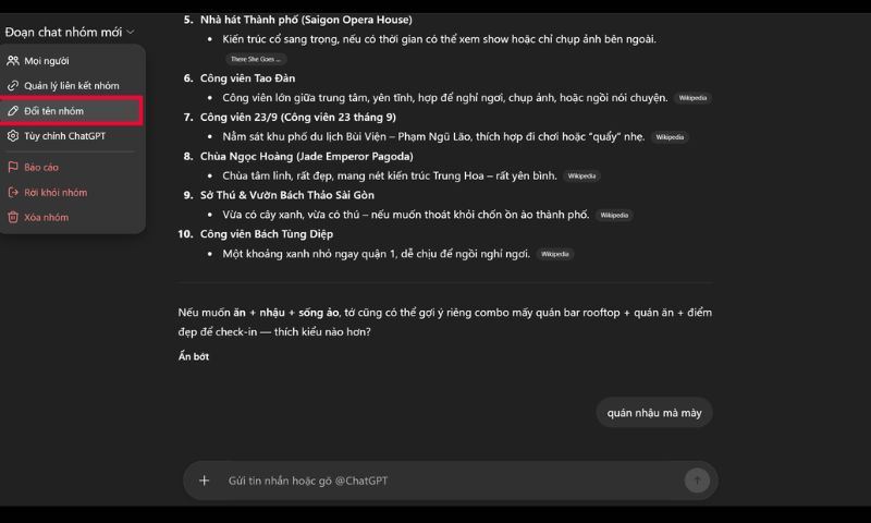 cách tạo đoạn chat nhóm trên ChatGPT