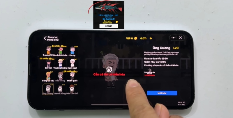 Điều kiện bắt buộc để mở khóa Ông Cương trong Câu Cá Vạn Cân