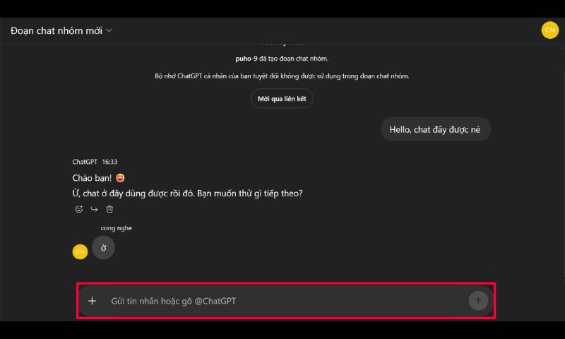 cách tạo đoạn chat nhóm trên ChatGPT