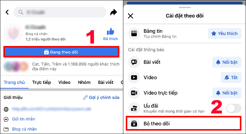 Hủy theo dõi hoặc bỏ thích những Facebook lạ