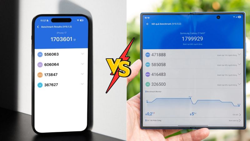 So sánh Galaxy Z Fold7 vs iPhone 17 về hiệu năng và hệ điều hành