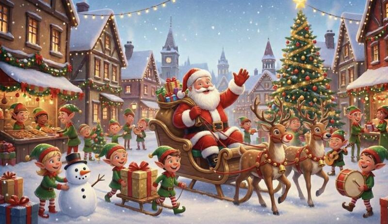 Hình nền Giáng Sinh cho máy tính chủ đề ông già Noel