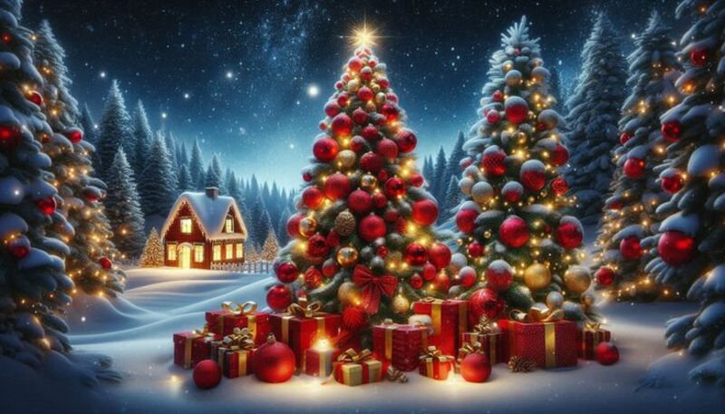 Hình nền Giáng Sinh cho máy tính chủ đề cây thông