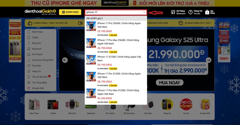 Truy cập website và chọn sản phẩm