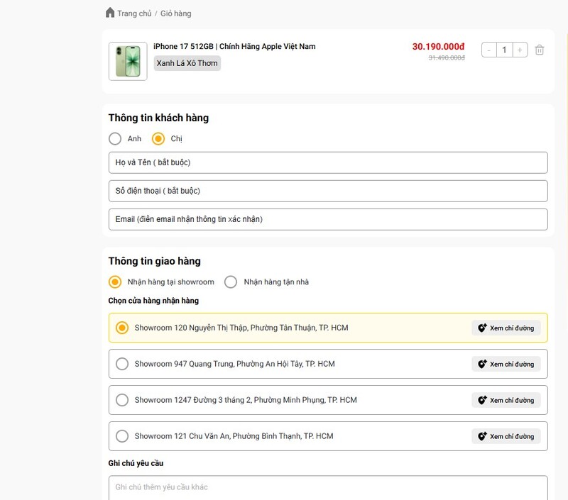 Nhập thông tin cá nhân