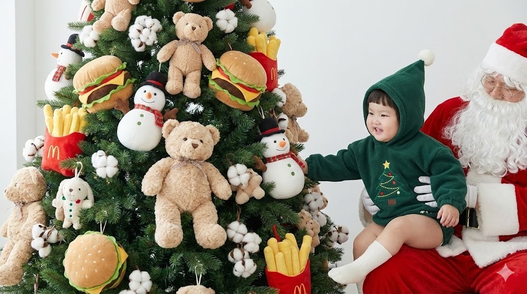 Prompt bé ngồi lên ông già noel