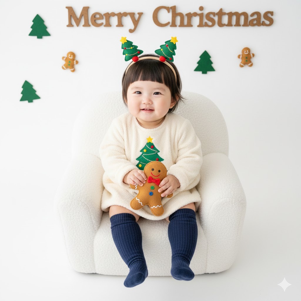 Prompt bé với bờm cây thông đáng yêu