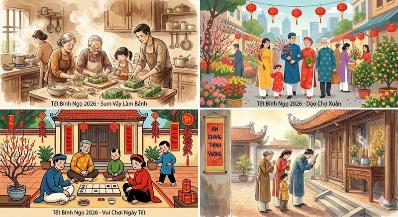 tạo Background Tết 2026 gia đình sum họp