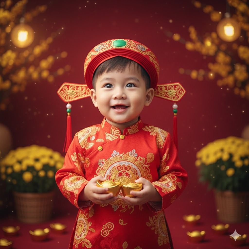 Bé trai hóa thân “thần tài nhí”