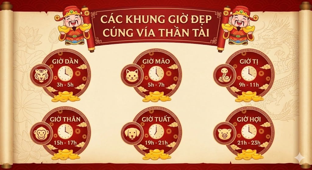Khung giờ đẹp cúng vía Thần Tài năm 2026