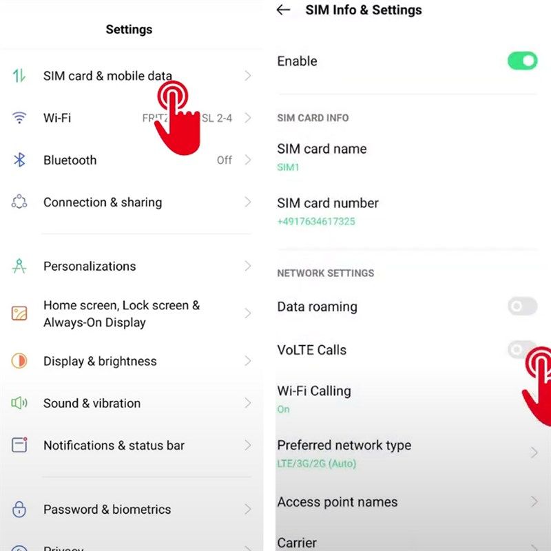 Trên điện thoại Oppo