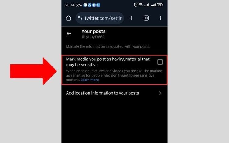Cách tắt cảnh báo nội dung trên X
