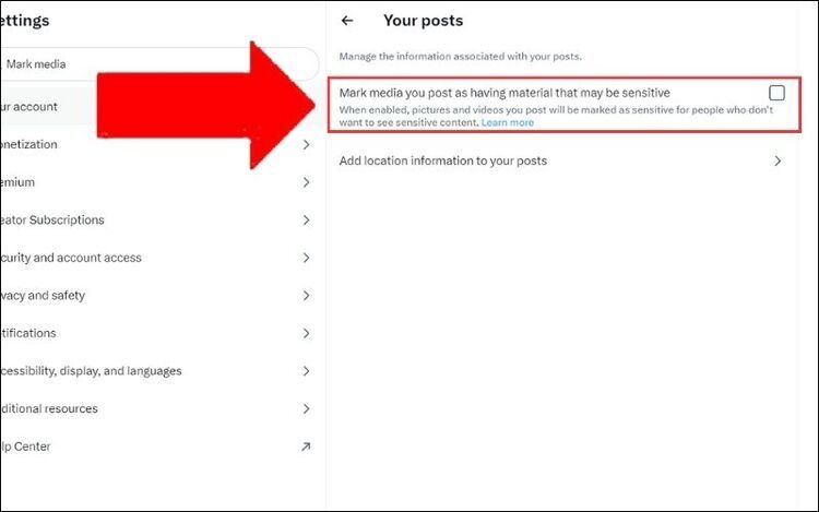 Cách tắt cảnh báo nội dung trên X