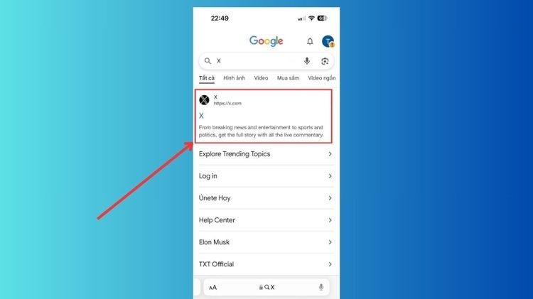 Trên điện thoại iPhone